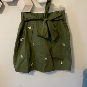 Jcrew tie front floral green skirt